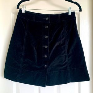 Kate Spade Broom Street, black velvet A-line skirt